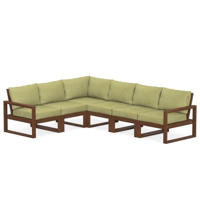 POLYWOOD EDGE 6-Piece Modular Sectional in Teak / Chartreuse Boucle