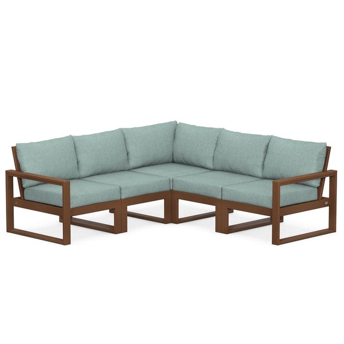 POLYWOOD EDGE 5-Piece Modular Sectional in Teak / Glacier Spa