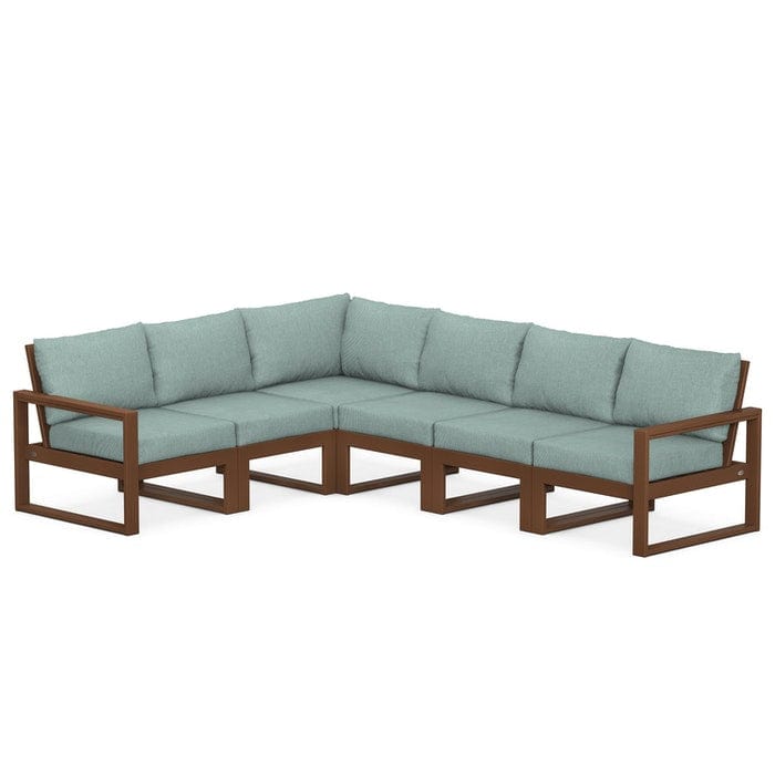 POLYWOOD EDGE 6-Piece Modular Sectional in Teak / Glacier Spa