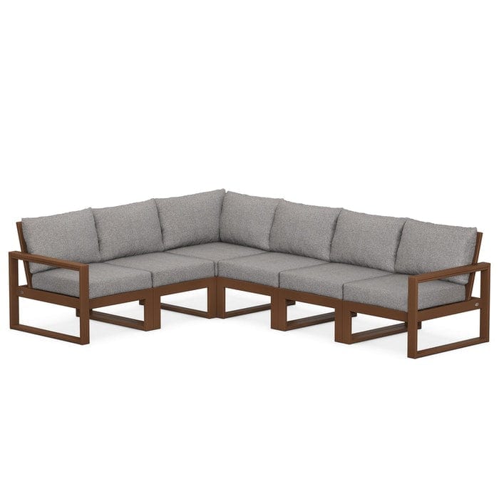 POLYWOOD EDGE 6-Piece Modular Sectional in Teak / Grey Mist