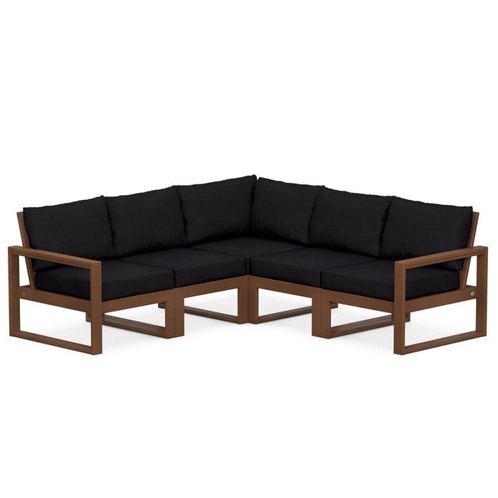POLYWOOD EDGE 5-Piece Modular Sectional in Teak / Midnight Linen