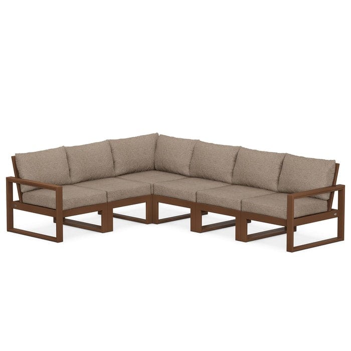 POLYWOOD EDGE 6-Piece Modular Sectional in Teak / Spiced Burlap