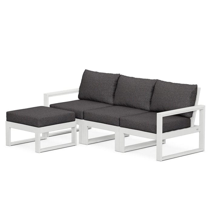 POLYWOOD EDGE 4-Piece Modular Sectional with Ottoman in White / Ash Charcoal