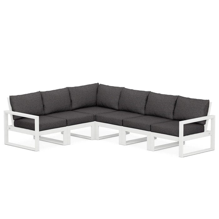 POLYWOOD EDGE 6-Piece Modular Sectional in White / Ash Charcoal