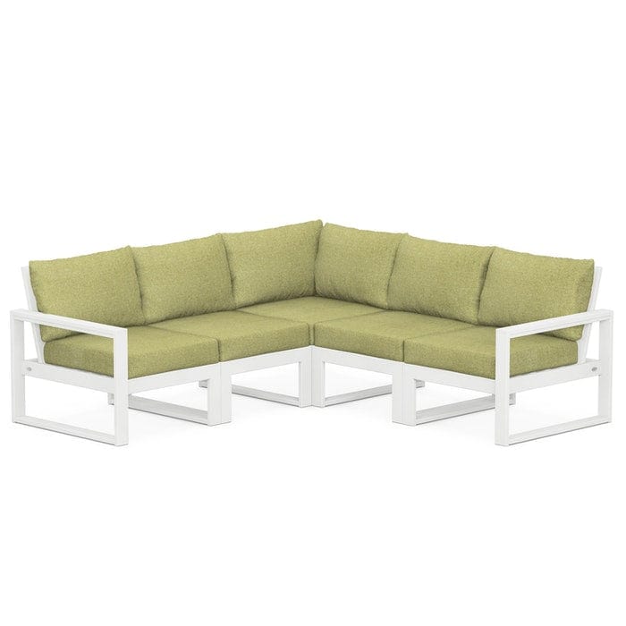 POLYWOOD EDGE 5-Piece Modular Sectional in White / Chartreuse Boucle