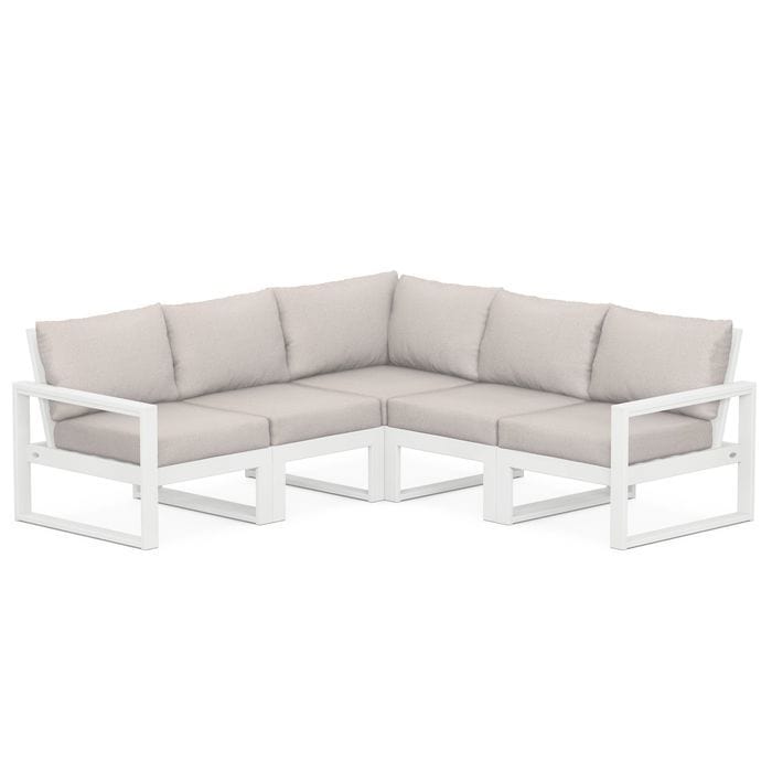 POLYWOOD EDGE 5-Piece Modular Sectional in White / Dune Burlap