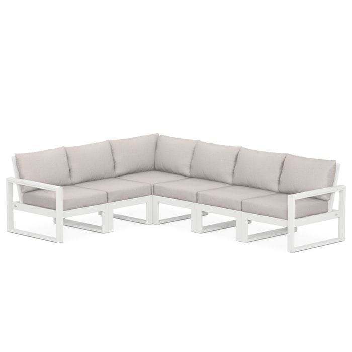 POLYWOOD EDGE 6-Piece Modular Sectional in White / Dune Burlap