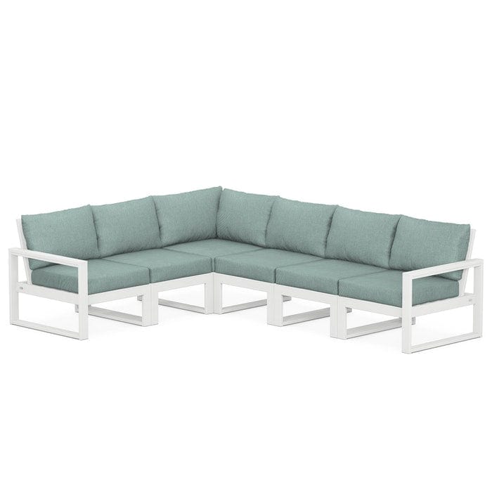 POLYWOOD EDGE 6-Piece Modular Sectional in White / Glacier Spa