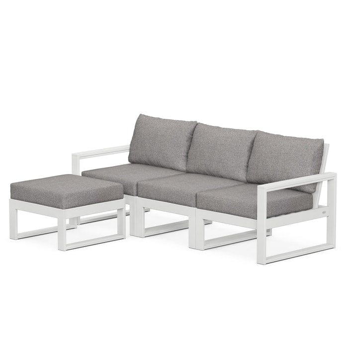 POLYWOOD EDGE 4-Piece Modular Sectional with Ottoman in White / Grey Mist