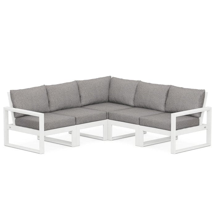 POLYWOOD EDGE 5-Piece Modular Sectional in White / Grey Mist