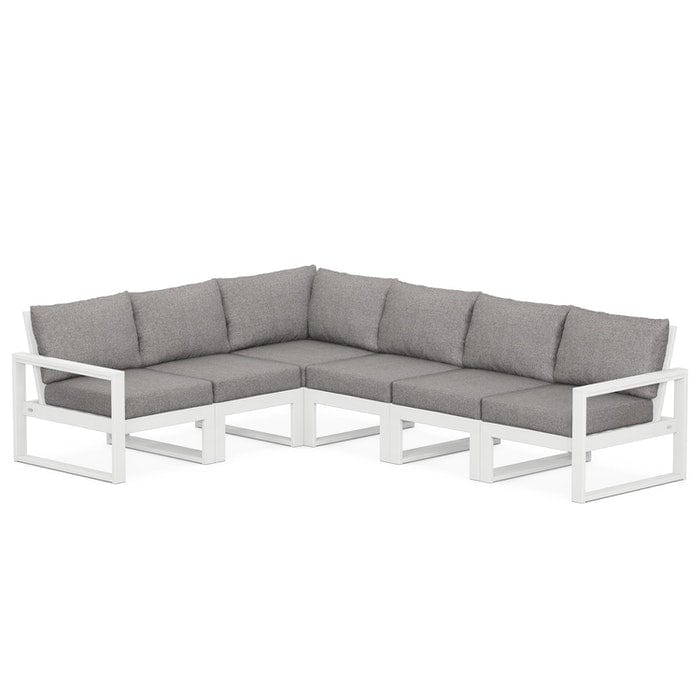 POLYWOOD EDGE 6-Piece Modular Sectional in White / Grey Mist