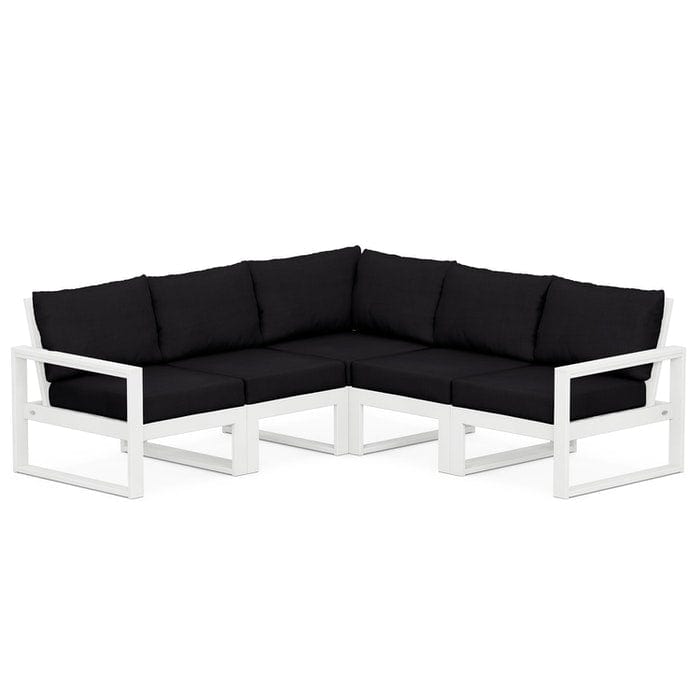 POLYWOOD EDGE 5-Piece Modular Sectional in White / Midnight Linen