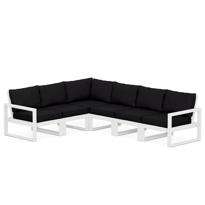POLYWOOD EDGE 6-Piece Modular Sectional in White / Midnight Linen