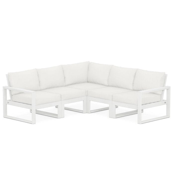 POLYWOOD EDGE 5-Piece Modular Sectional in White / Natural Linen
