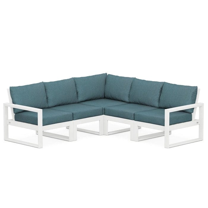 POLYWOOD EDGE 5-Piece Modular Sectional in White / Ocean Teal