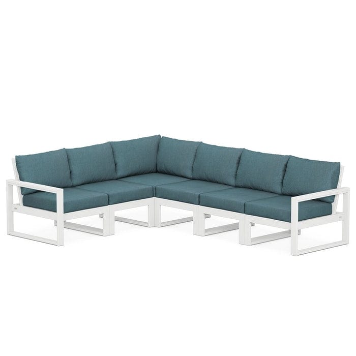 POLYWOOD EDGE 6-Piece Modular Sectional in White / Ocean Teal