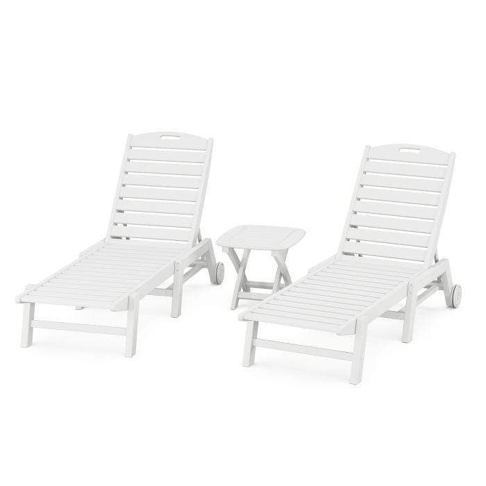 Polywood Nautical 3-Piece Wheeled Chaise Set with Nautical Side Table - Casual Furniture World