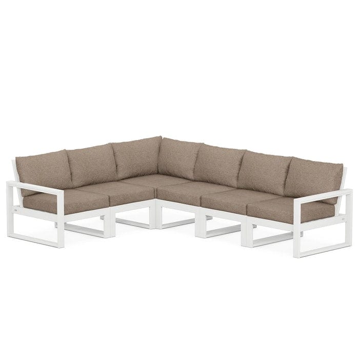 POLYWOOD EDGE 6-Piece Modular Sectional in White / Spiced Burlap