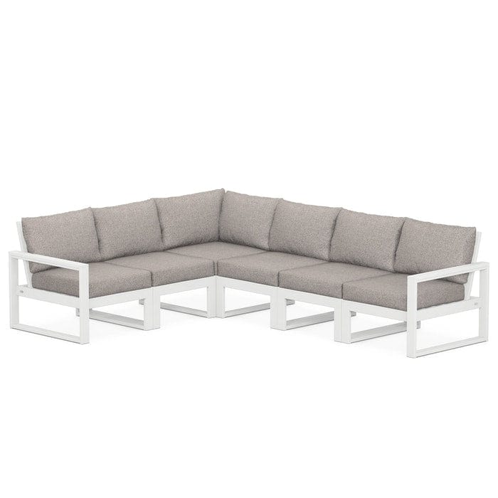 POLYWOOD EDGE 6-Piece Modular Sectional in White / Weathered Tweed