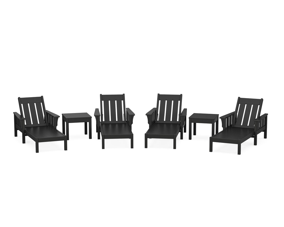 POLYWOOD Acadia 6-Piece Chaise Set in Black