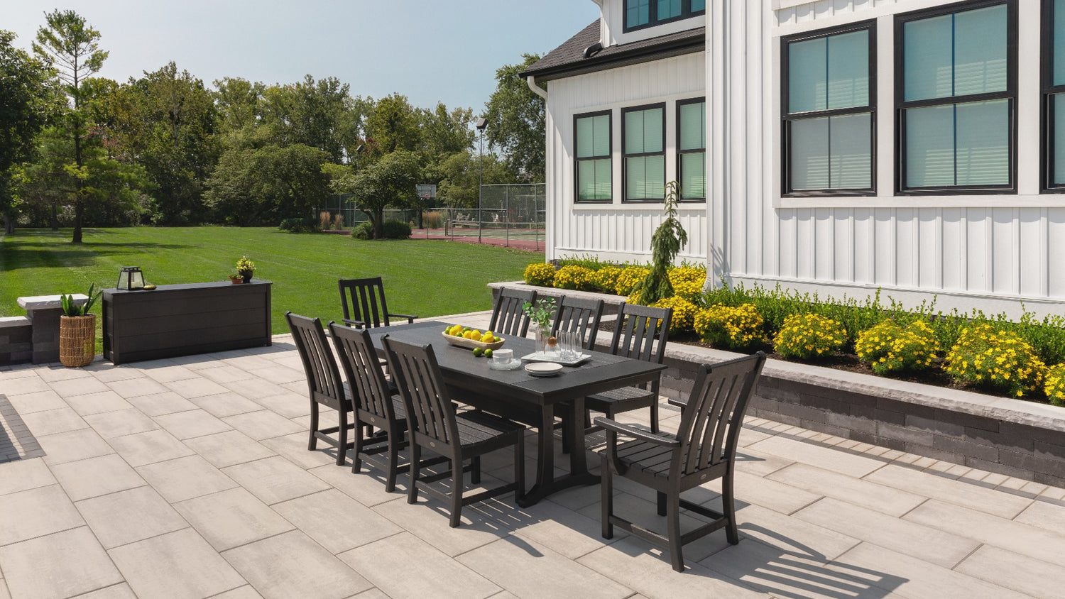 POLYWOOD Vineyard 9-Piece Farmhouse Dining Set with Trestle Legs