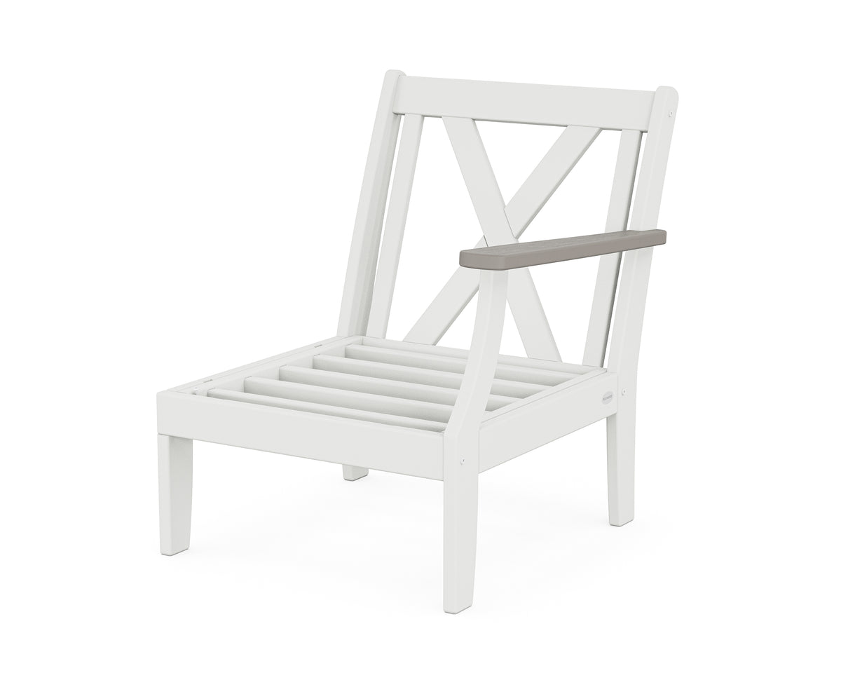 POLYWOOD Braxton Modular Right Arm Chair Frame in White / Driftwood