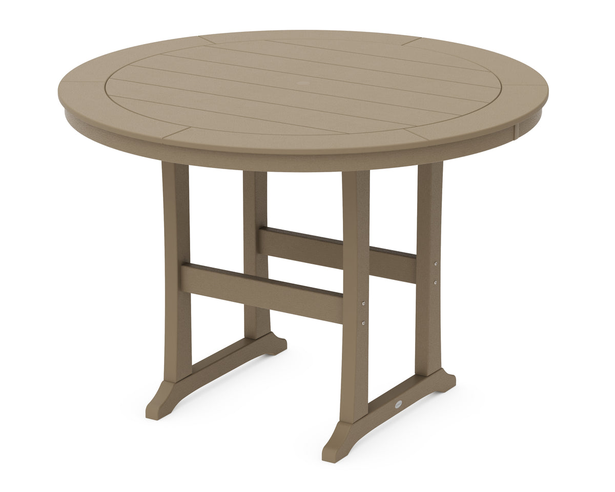 POLYWOOD Nautical Trestle 60" Round Bar Table in Vintage Sahara