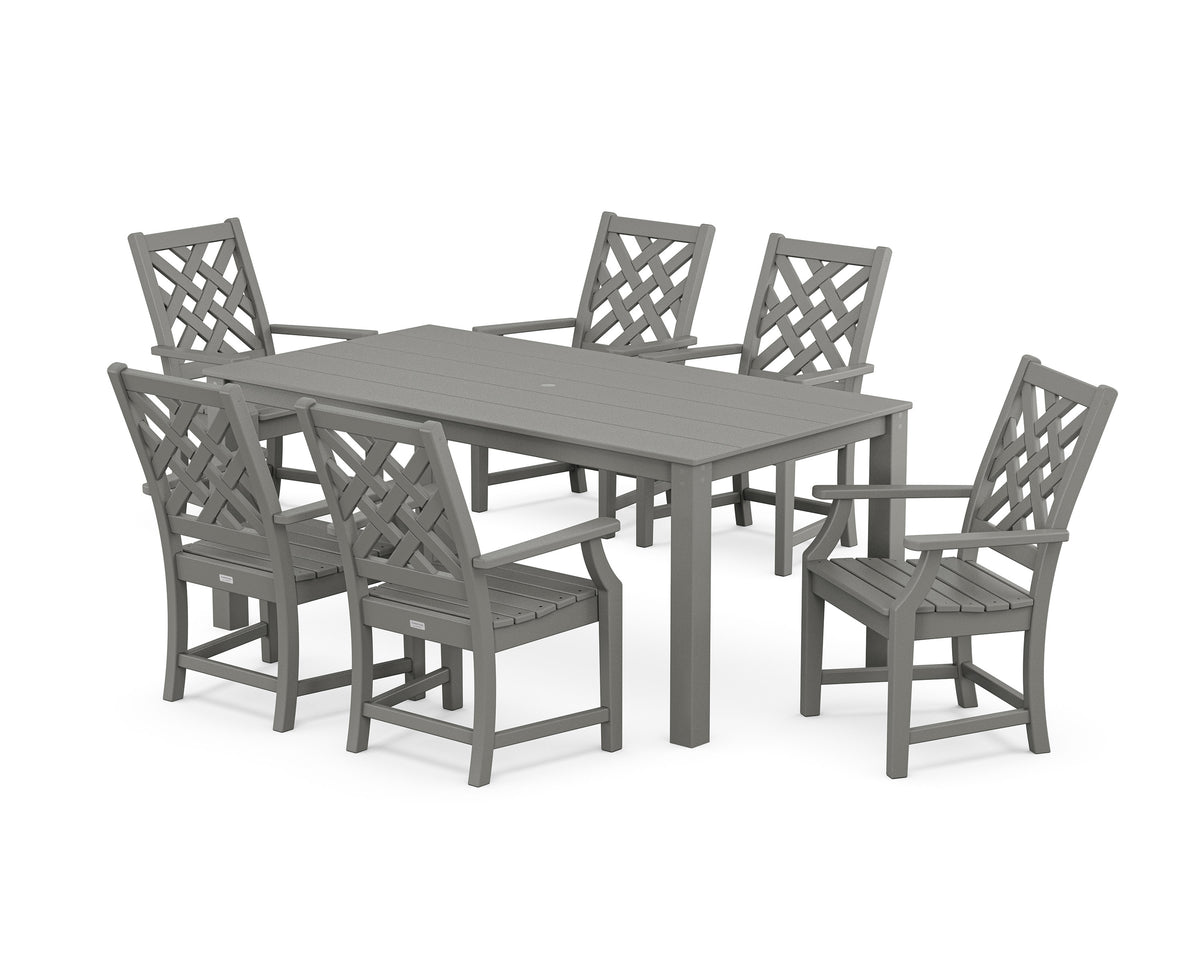 POLYWOOD Wovendale Arm Chair 7-Piece Parsons Dining Set in Slate Grey