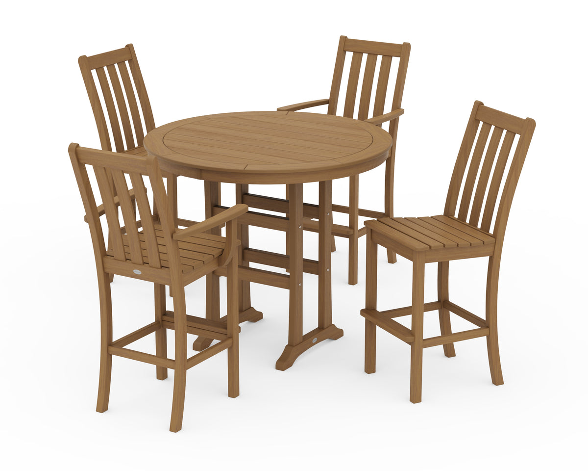 POLYWOOD Vineyard 5-Piece Nautical Trestle Bar Set in Natural