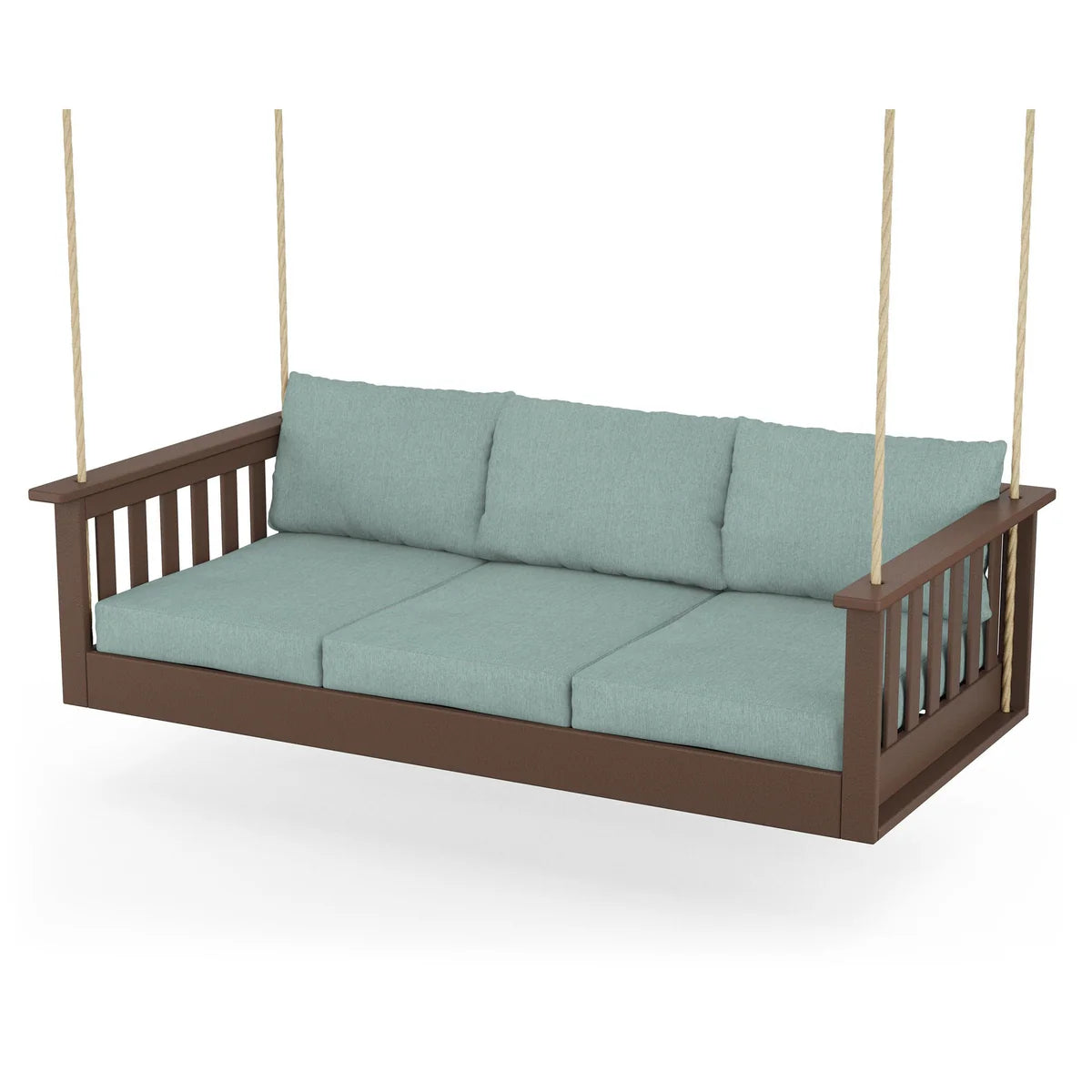 POLYWOOD Vineyard Daybed Swing in Mahogany / Glacier Spa