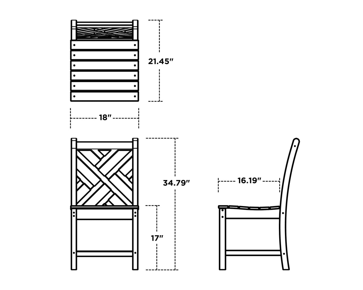 Dimensions of the POLYWOOD Chippendale 7-Piece Farmhouse Trestle Dining Set