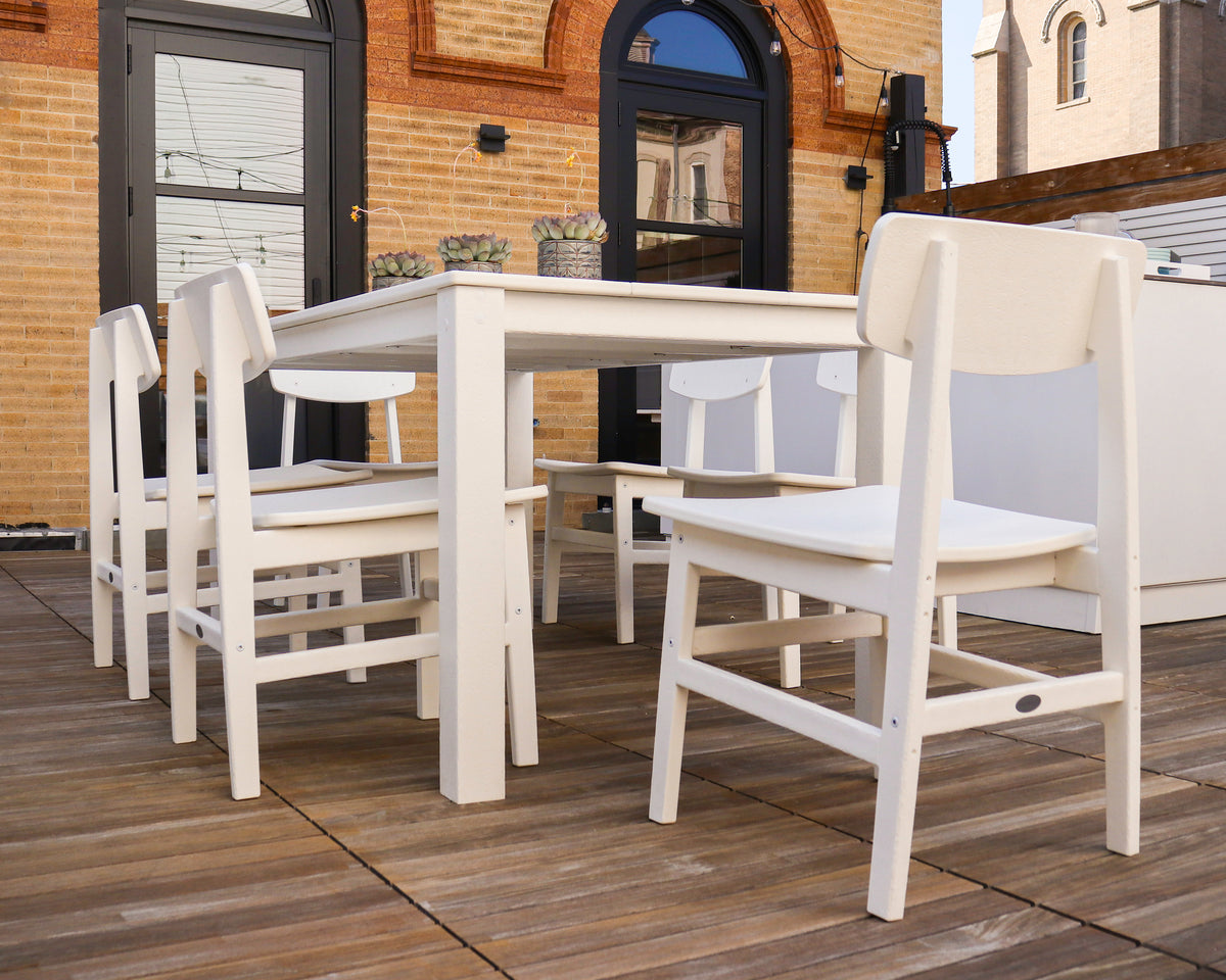 Lifestyle photo of the POLYWOOD Modern Studio Urban Chair 7-Piece Parsons Table Dining Set