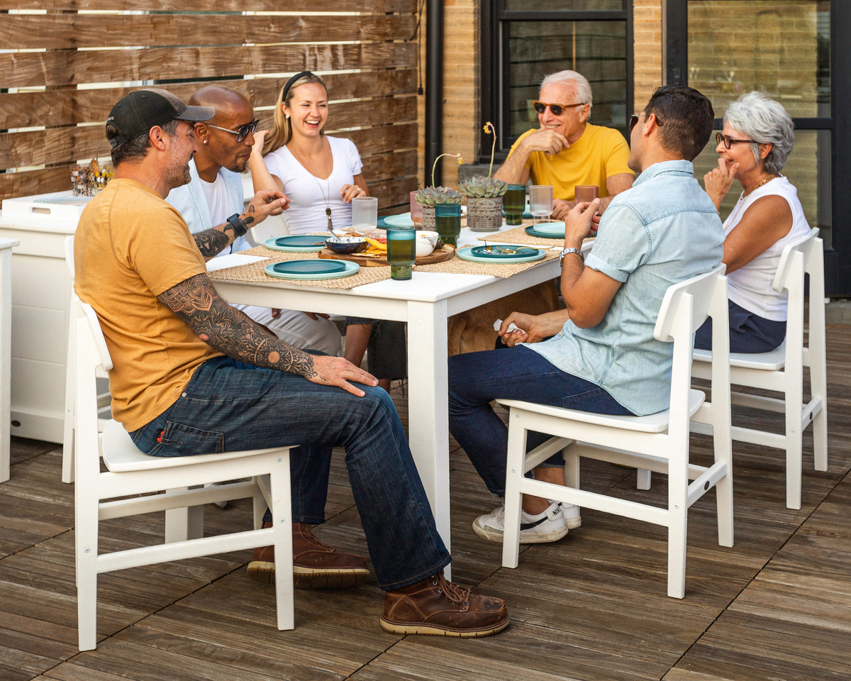 Lifestyle photo of the POLYWOOD Modern Studio Urban Chair 7-Piece Parsons Table Dining Set