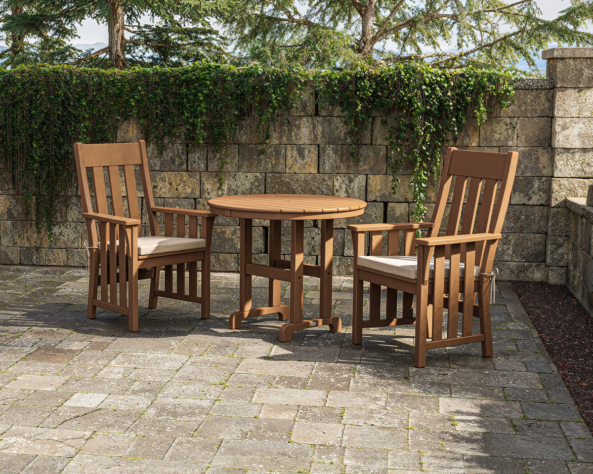 Lifestyle photo of the POLYWOOD Acadia 3-Piece Farmhouse Dining Set