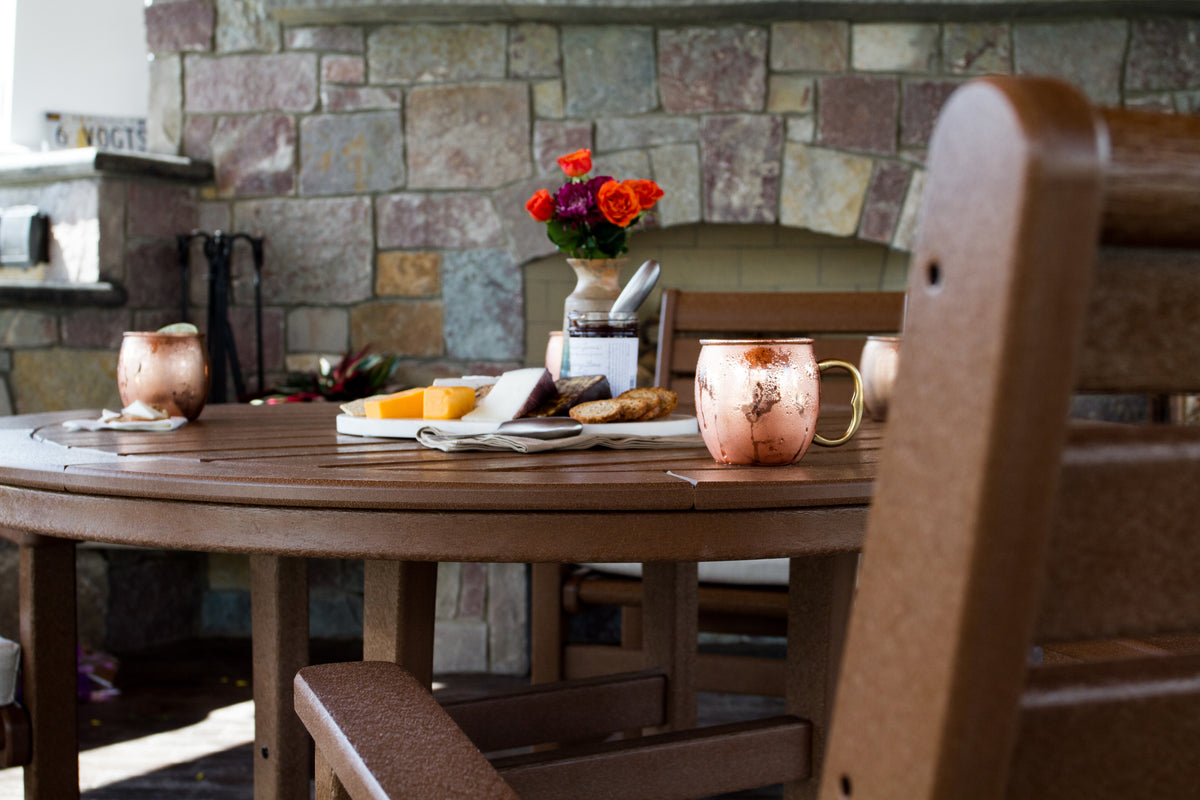 Detail photo of the POLYWOOD Signature 5-Piece Round Dining Set with Trestle Legs