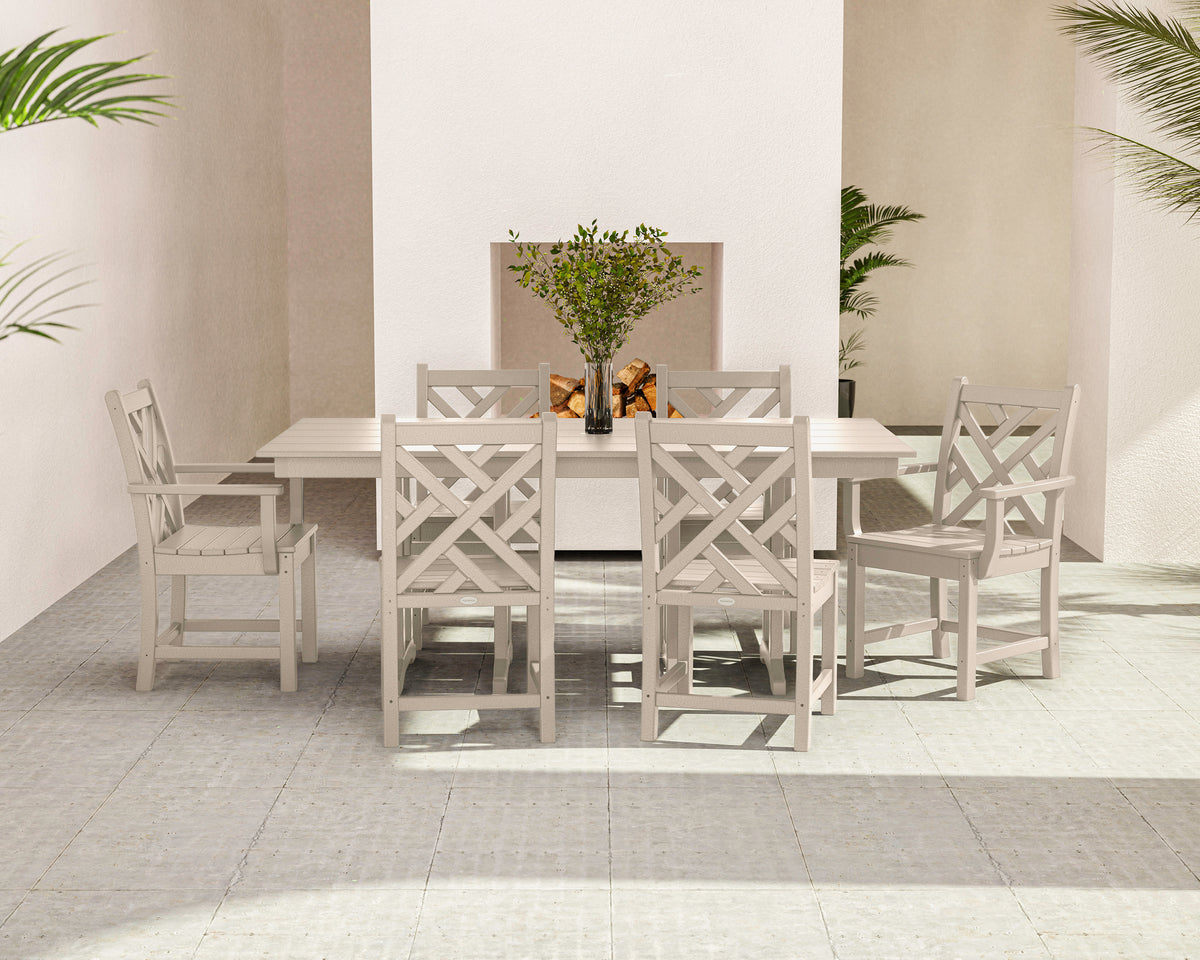 Lifestyle photo of the POLYWOOD Chippendale 7-Piece Farmhouse Dining Set