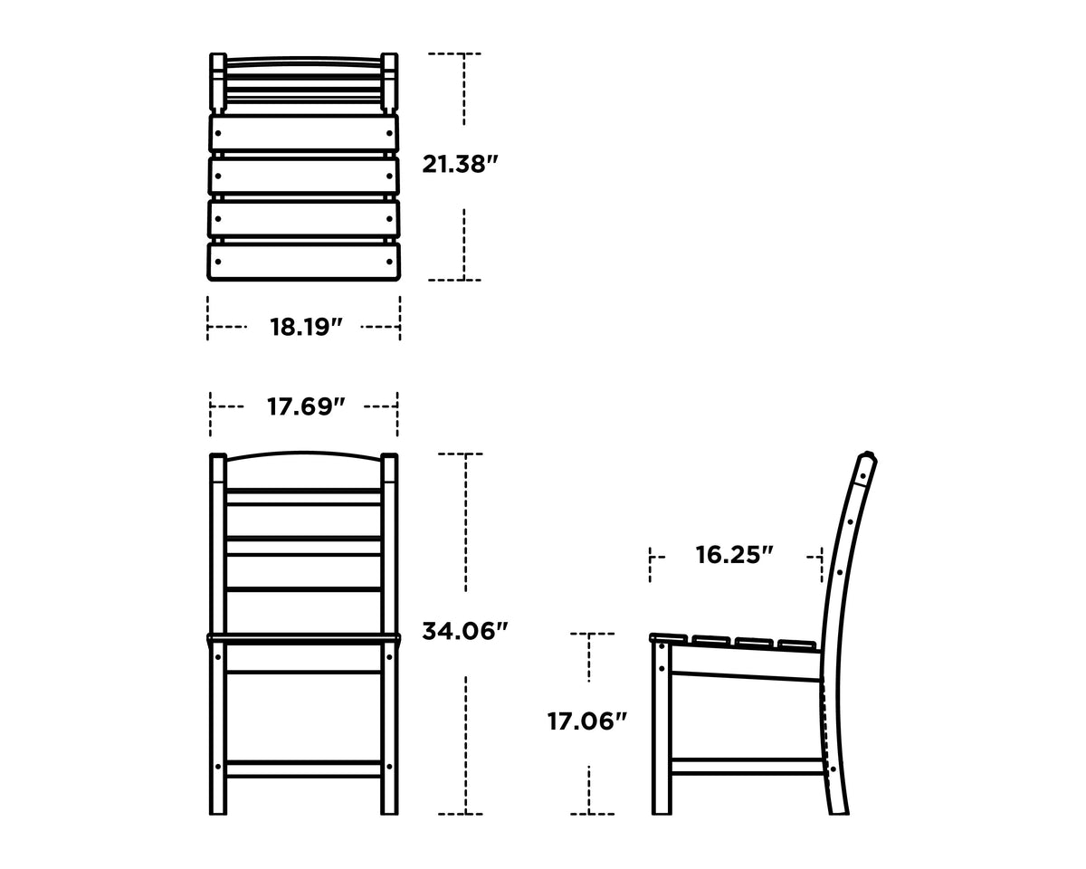 Dimensions of the POLYWOOD Lakeside 9-Piece Farmhouse Trestle Dining Set