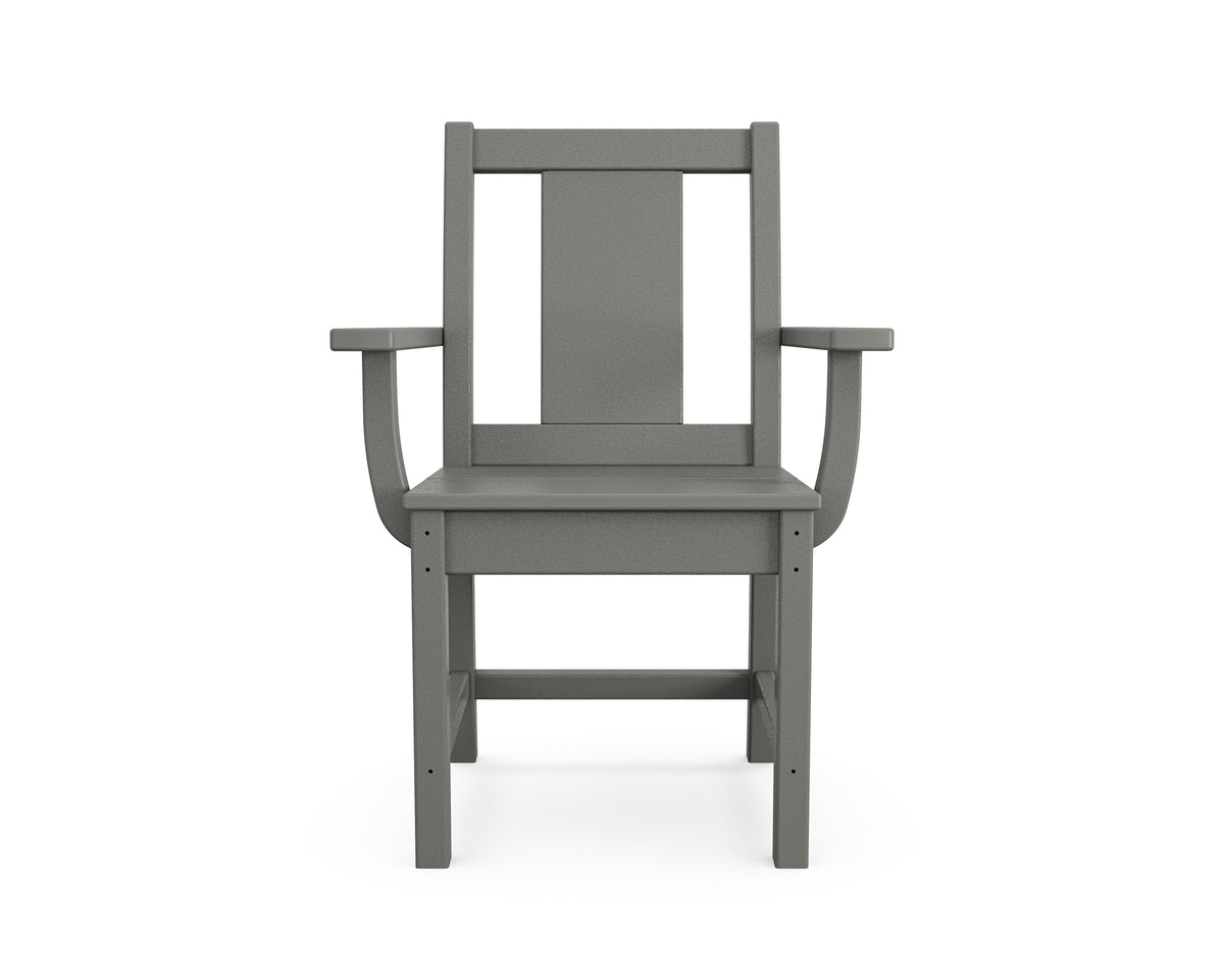 Angled view from the POLYWOOD Prairie 5-Piece Farmhouse Dining Set in Slate Grey