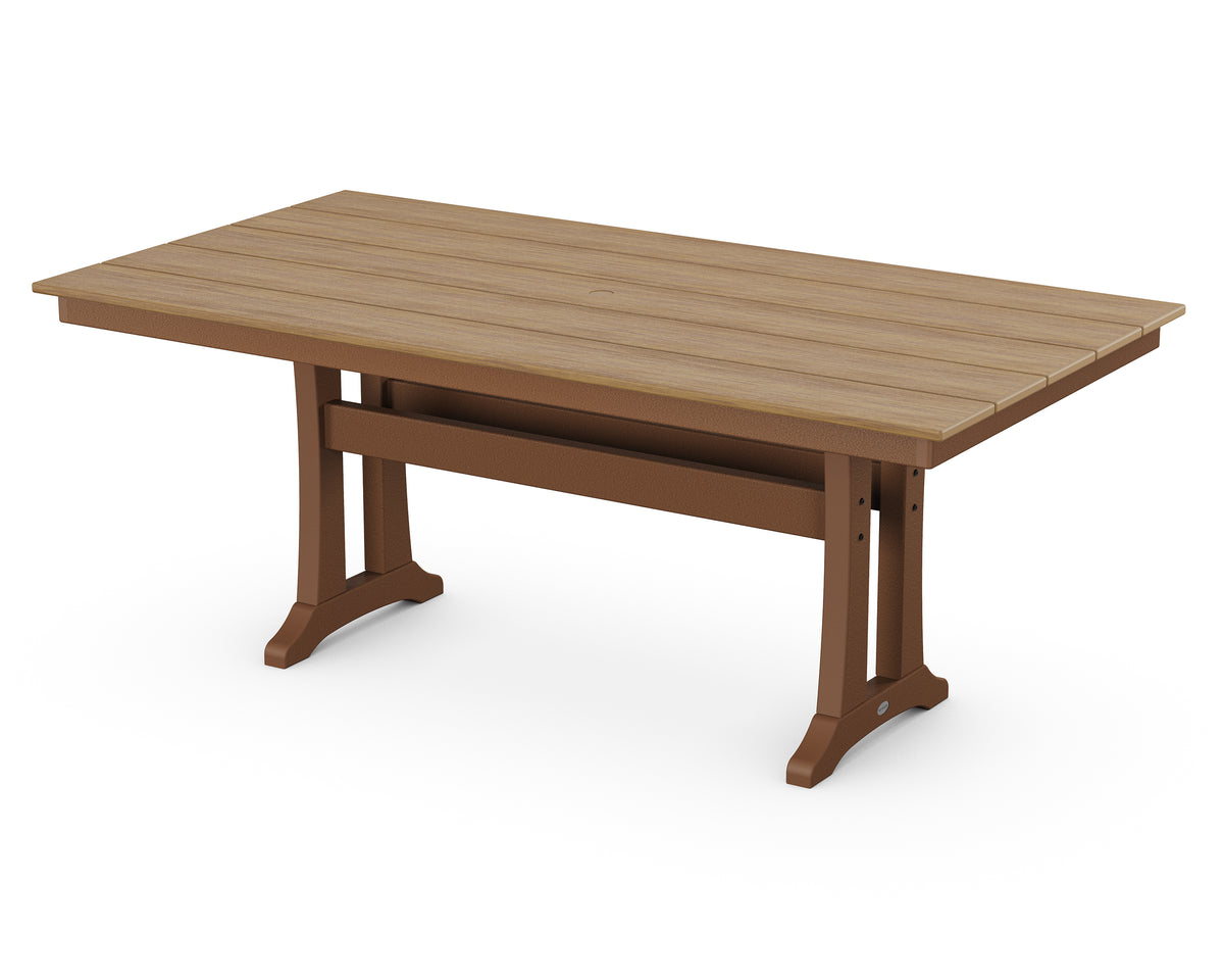 POLYWOOD Farmhouse Trestle 37" x 72" Dining Table in Teak / Natural