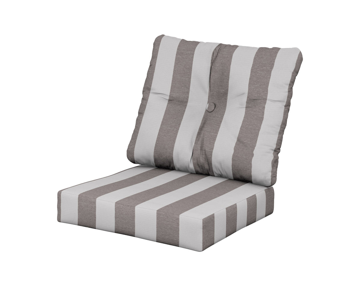 POLYWOOD Prescott Seat/Back Cushions in Cabana Stripe Grey Mist