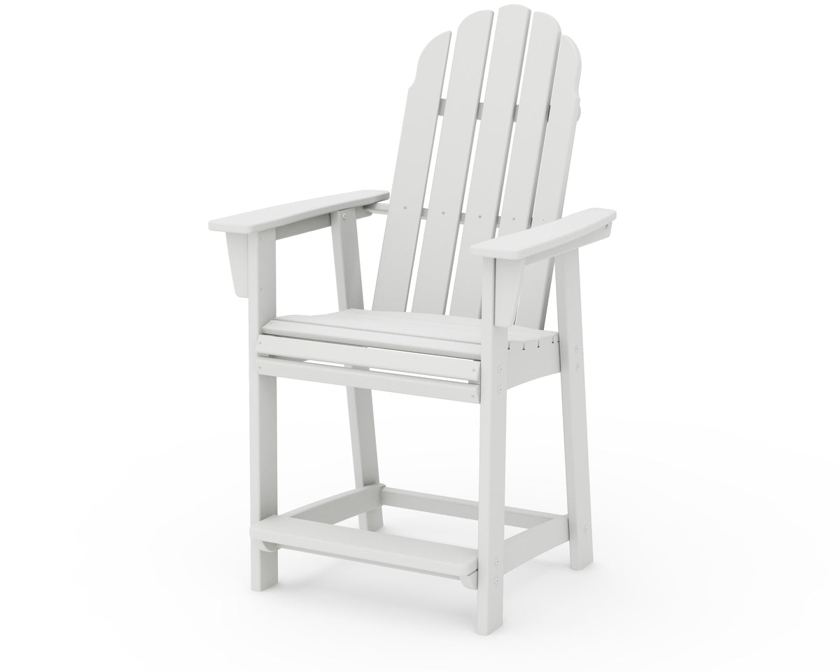 POLYWOOD Vineyard Curveback Adirondack Counter Chair in Vintage White