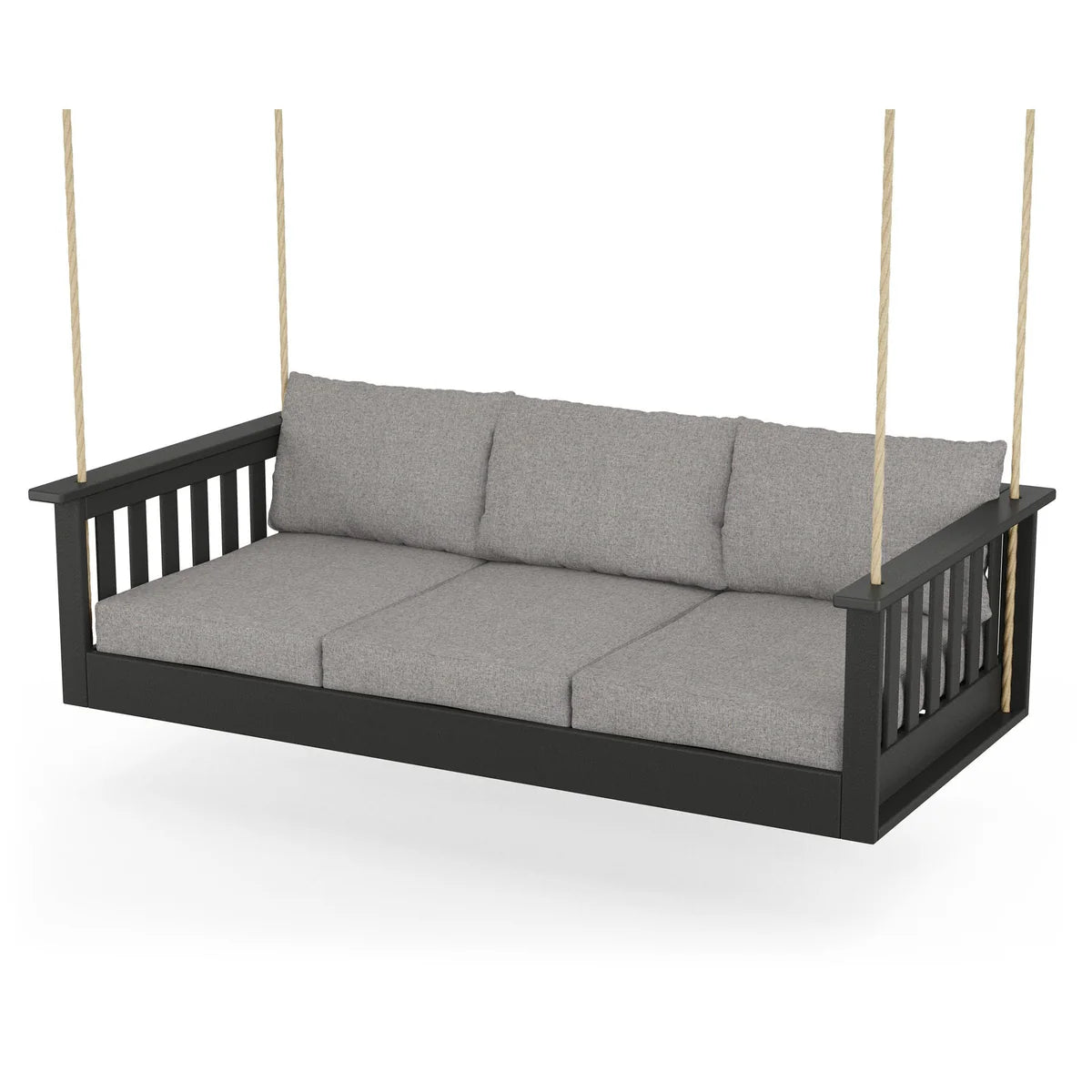 POLYWOOD Vineyard Daybed Swing in Black / Grey Mist