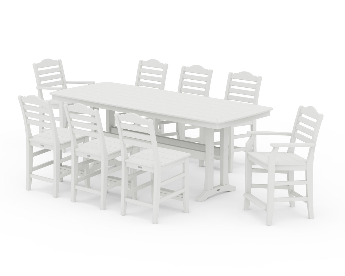 POLYWOOD Savannah 9-Piece Counter Set with Trestle Legs in Vintage White