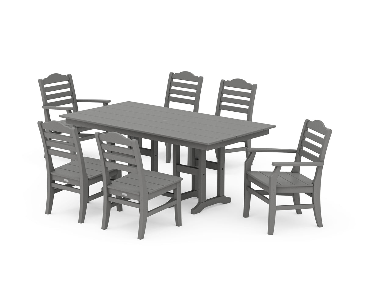 POLYWOOD Savannah 7-Piece Farmhouse Dining Set in Slate Grey