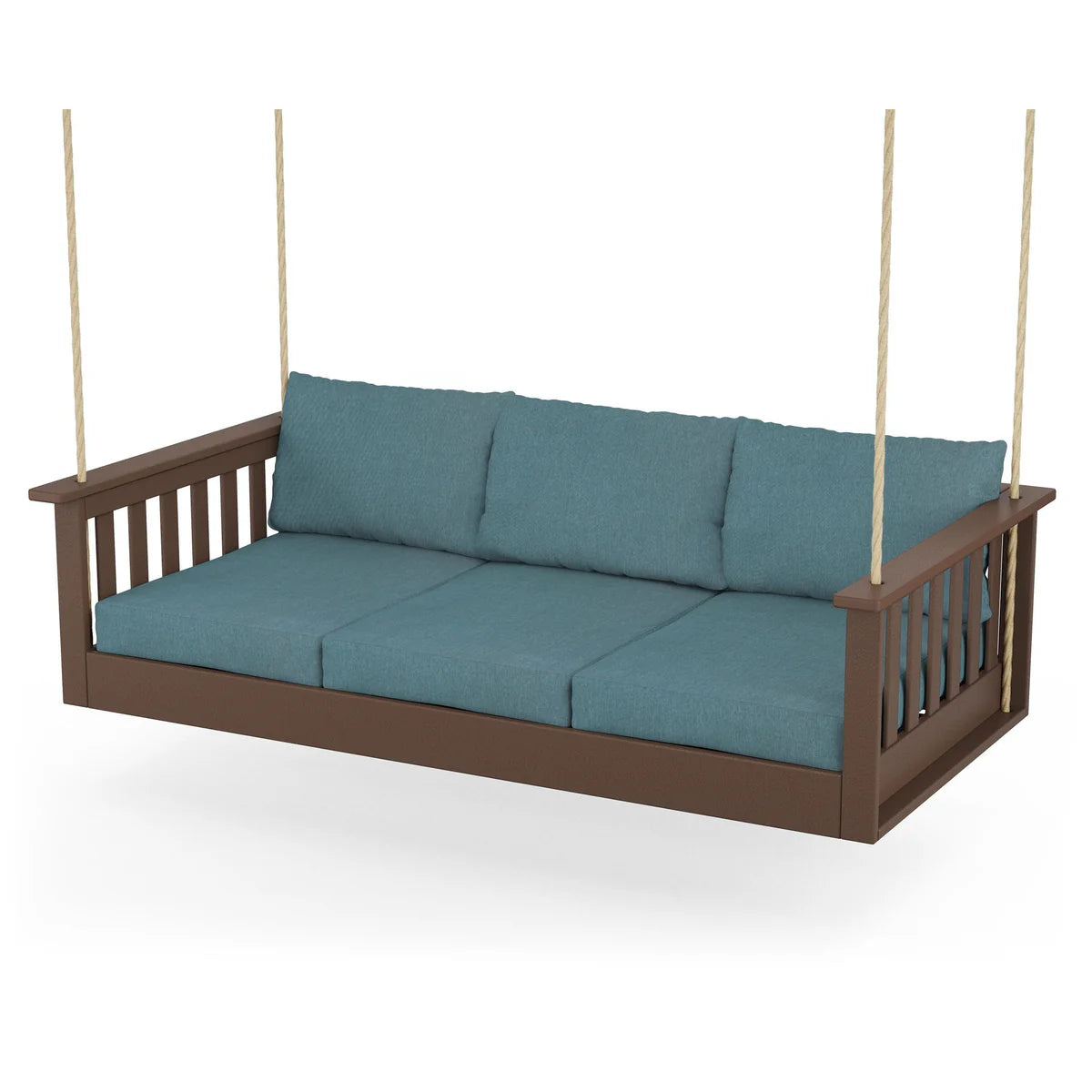 POLYWOOD Vineyard Daybed Swing in Mahogany / Ocean Teal