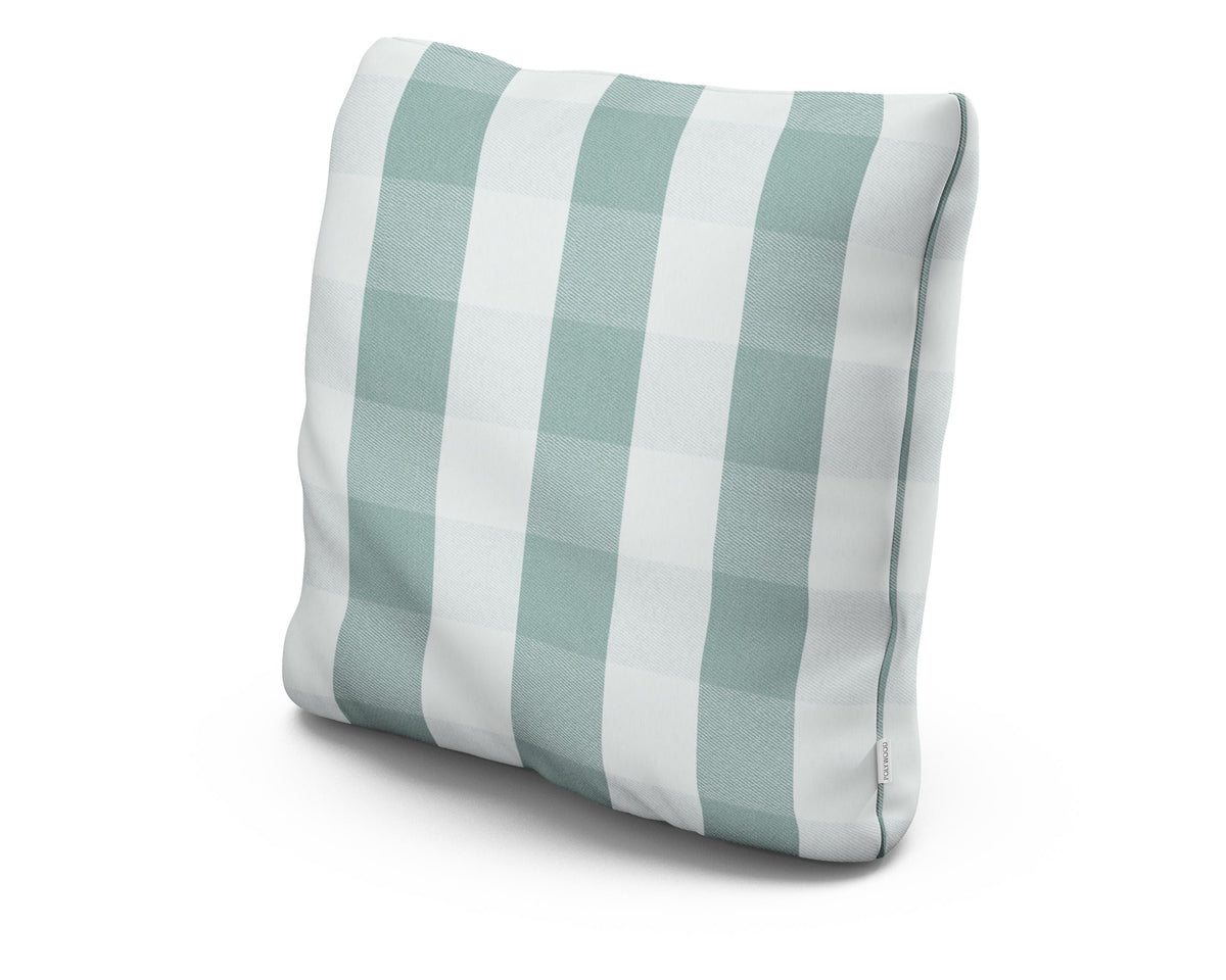 POLYWOOD 22" Outdoor Throw Pillow in Buffalo Plaid Glacier Spa