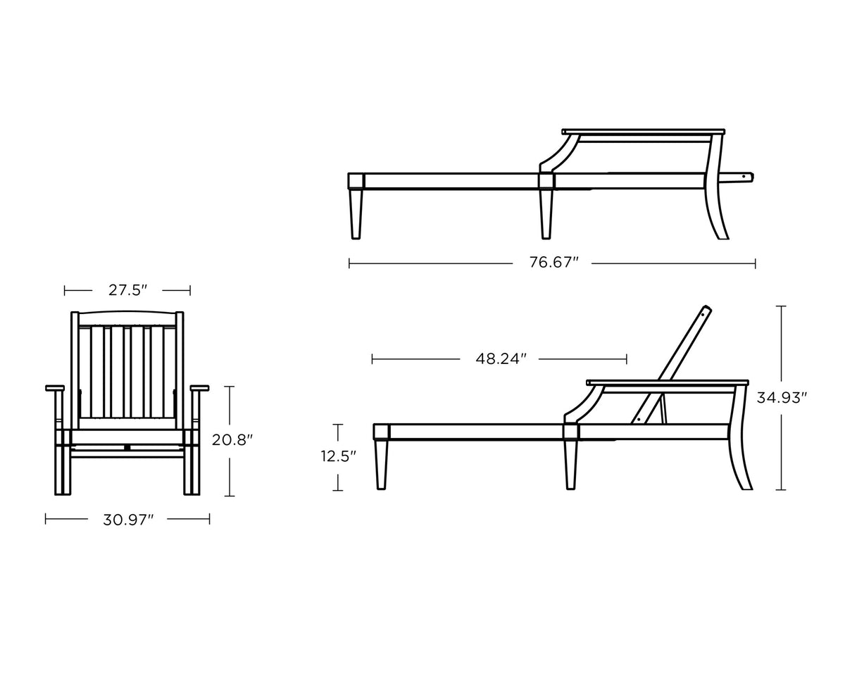 POLYWOOD Estate Chaise Lounge dimensions