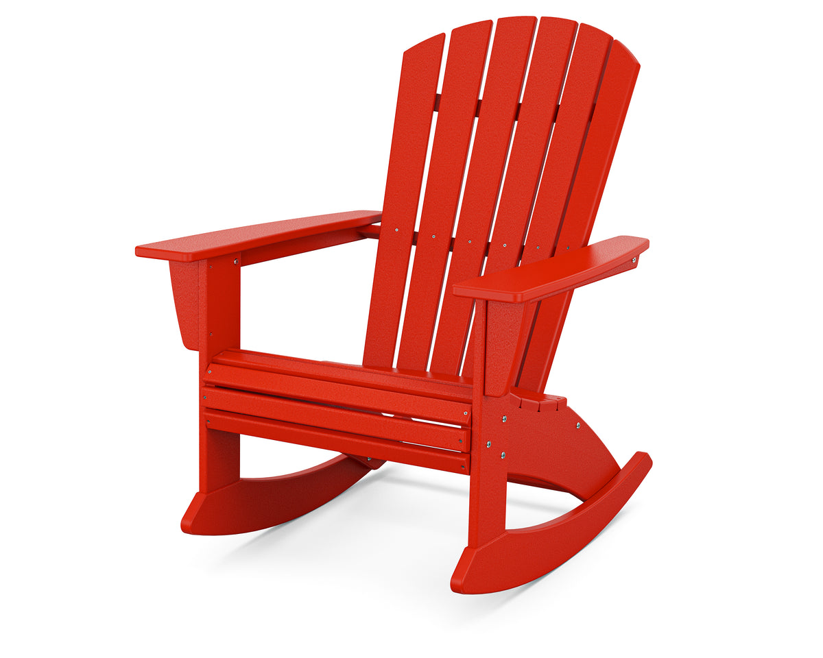 POLYWOOD Nautical Curveback Adirondack Rocking Chair in Sunset Red