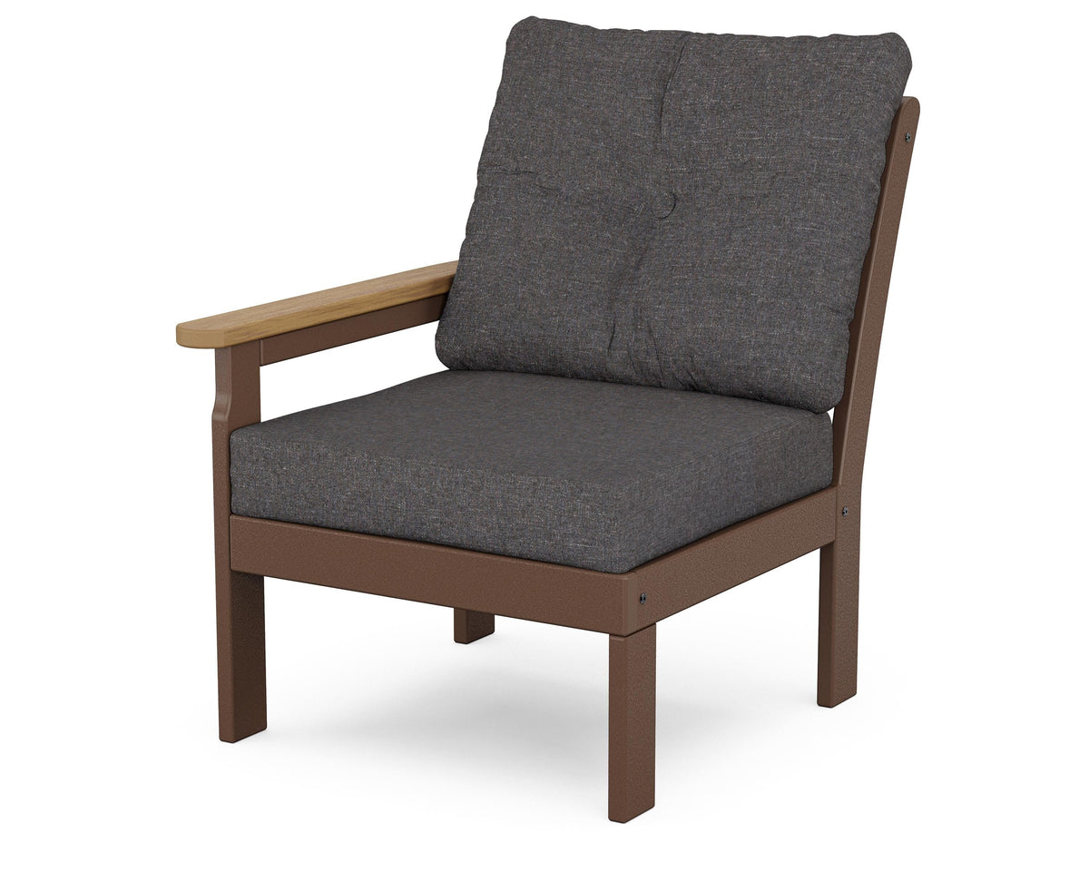 POLYWOOD Vineyard Modular Left Arm Chair in Mahogany / Natural / Ash Charcoal