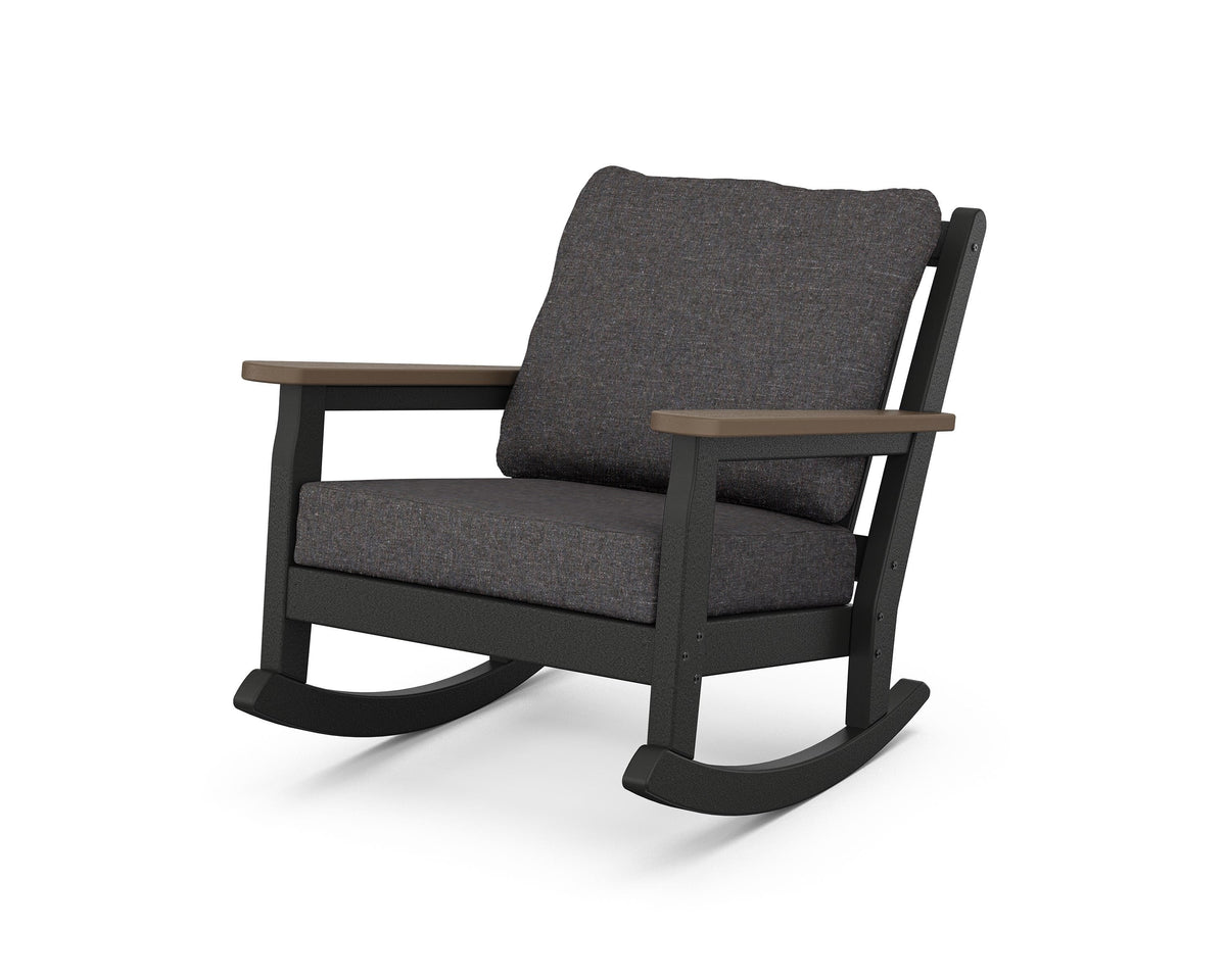 POLYWOOD Chippendale Deep Seating Rocking Chair in Black / Kona / Ash Charcoal